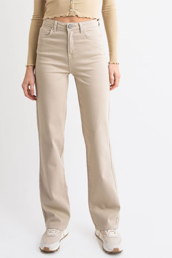 Brede Jeans Met Hoge Taille - Rory Donker Beige