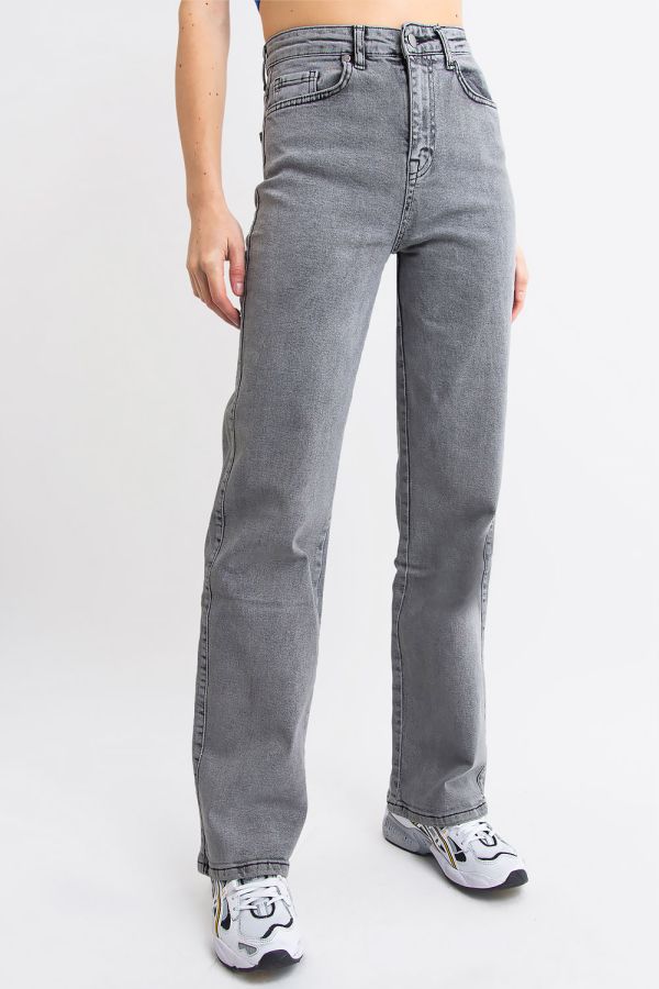 Brede Jeans Met Hoge Taille - Rory Acid Grijs