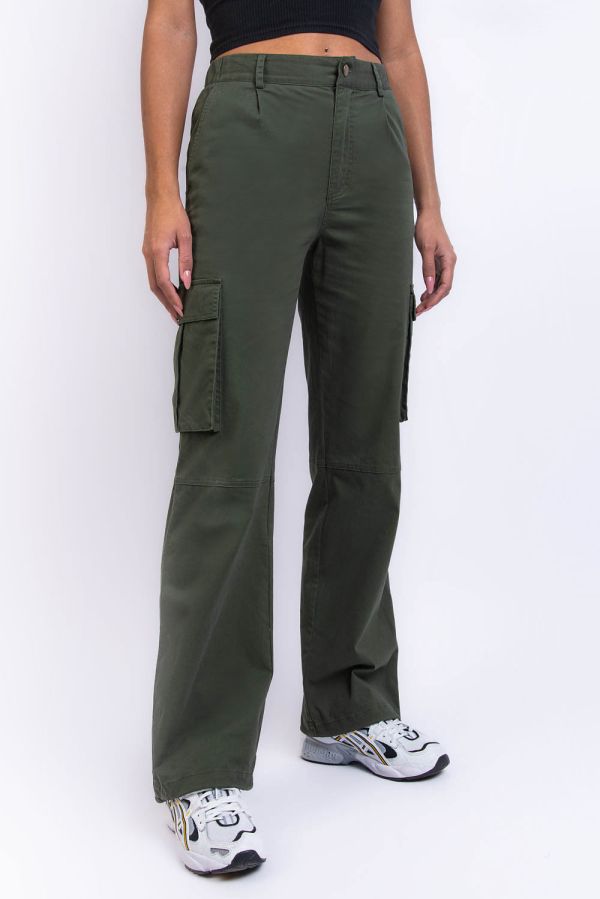 Cargo Broek Met Hoge Taille - Austin Khaki