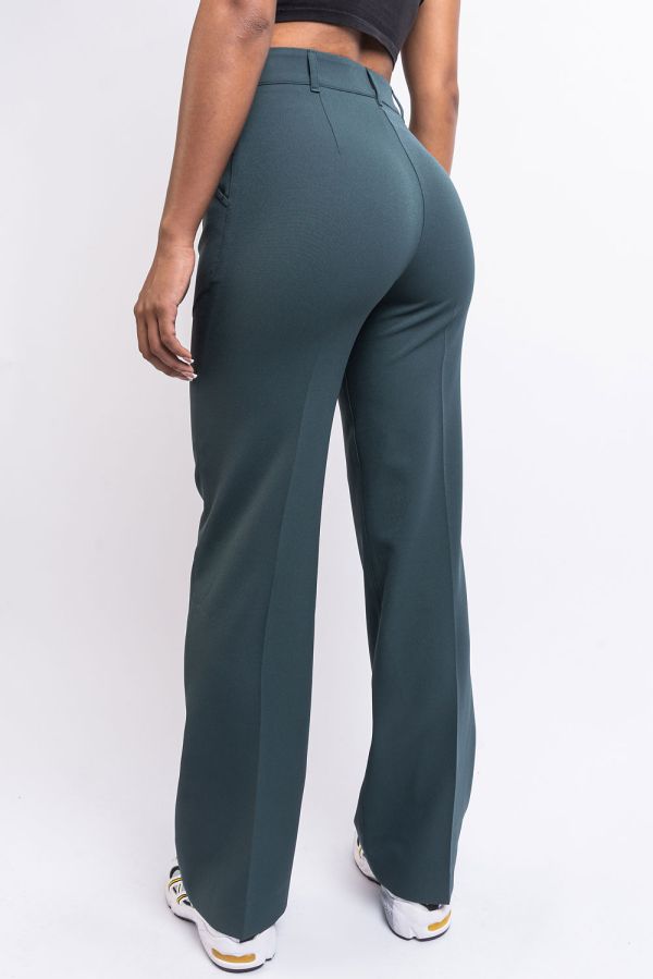 Kostuumbroek met Hoge Taille en Plooien - Sally Muted Groen