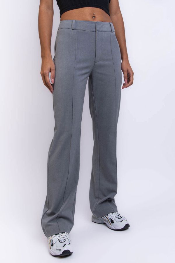 Broek Met Middelhoge Taille Zonder Zakken - Hazel Grey Melange