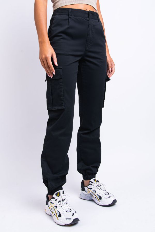 Hoog Getailleerde Cargo Broek - Texas Black