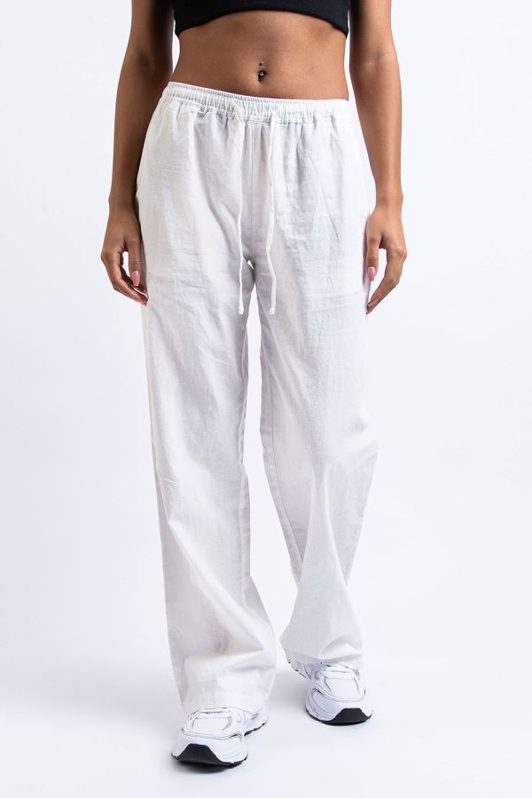 Linnen Broek Met Middelhoge Taille - Mila White