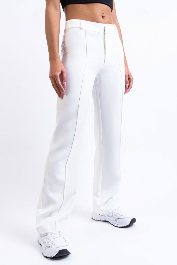 Broek Met Middelhoge Taille Zonder Zakken - Hazel White