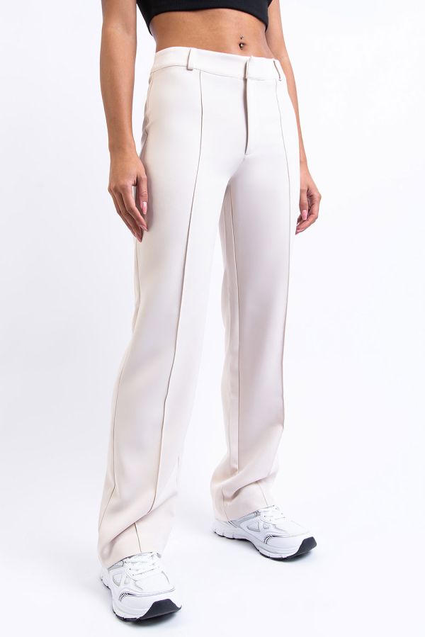 Broek Met Middelhoge Taille Zonder Zakken - Hazel Beige