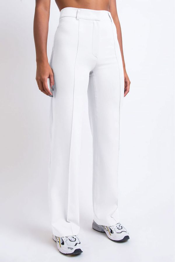 Kostuumbroek Met Hoge Taille Zonder Zakken - Hazel White